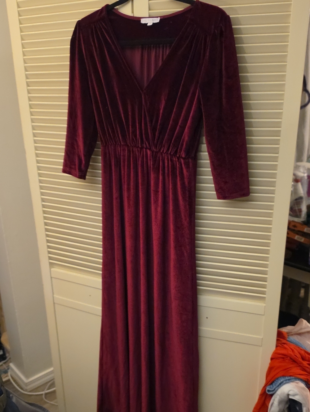 Baltic Born Burgundy Velvet Wrap Maxi Dress